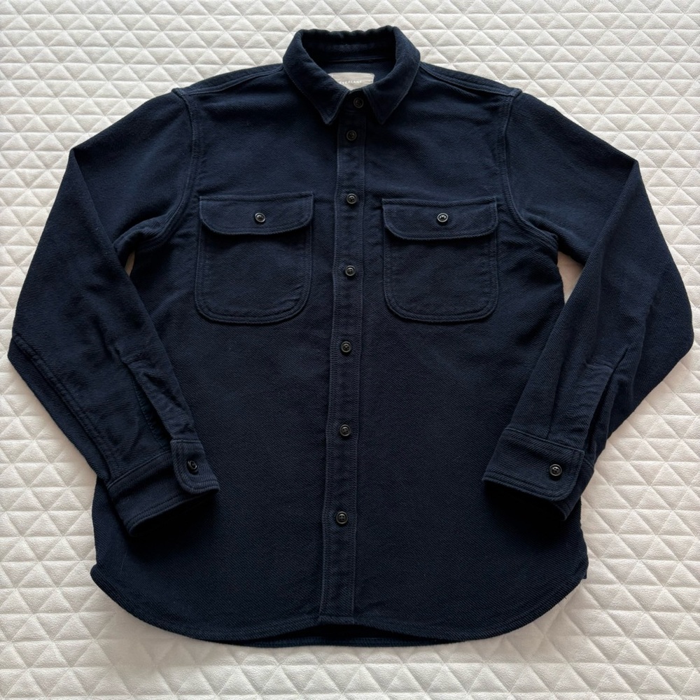 Everlane Outerwear Cotton Shirt Jacket Shacket Navy Blue Plaid Women's Size M